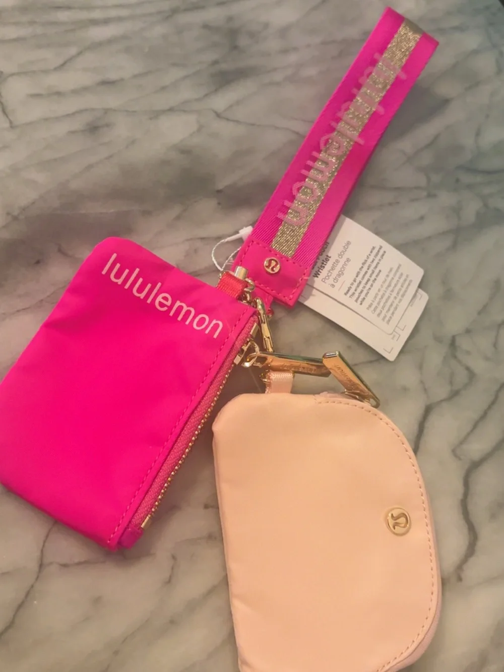 lululemon athletica Hot Pink Key Pouch with Peach Coin Wallet